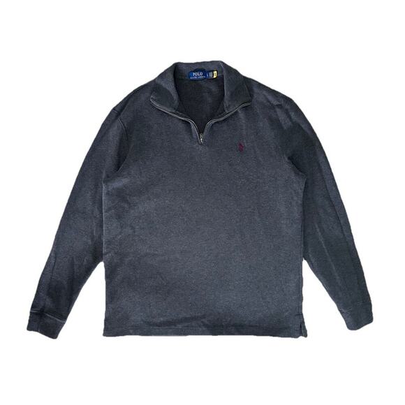 Polo Ralph Lauren Men’s Gray Quarter-zip Pullover Sweater Purple Embroidered L - Picture 1 of 6